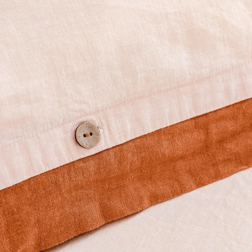Sweet Palms-100% French Linen European Style Duvet Cover Set (Orange, King Size) - Picture 5 of 7
